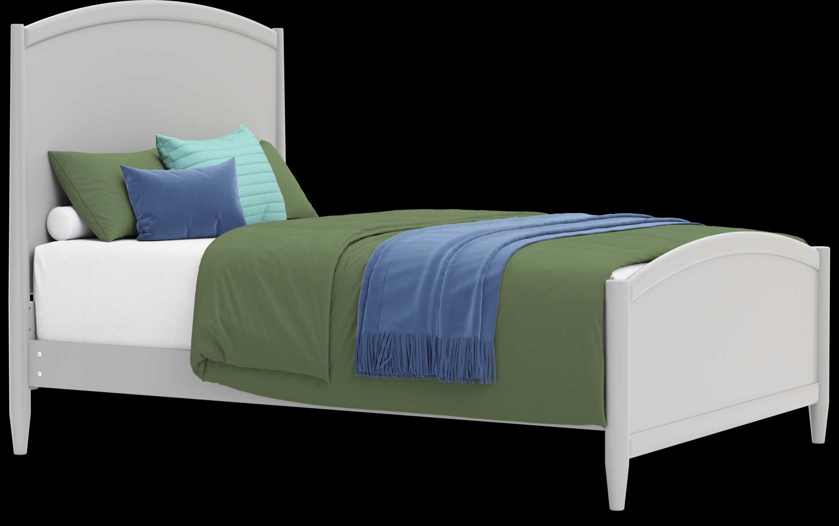 Kids Modern Colors Light Gray Full Panel Bed - Thumbnail - Image 1