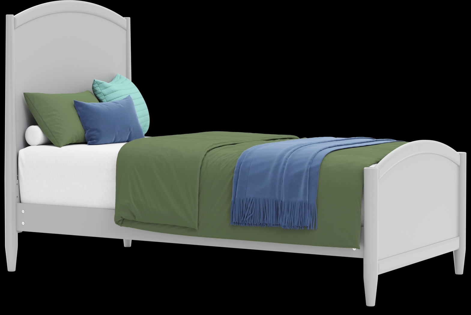 Kids Modern Colors Light Gray Twin Panel Bed - Thumbnail - Image 1