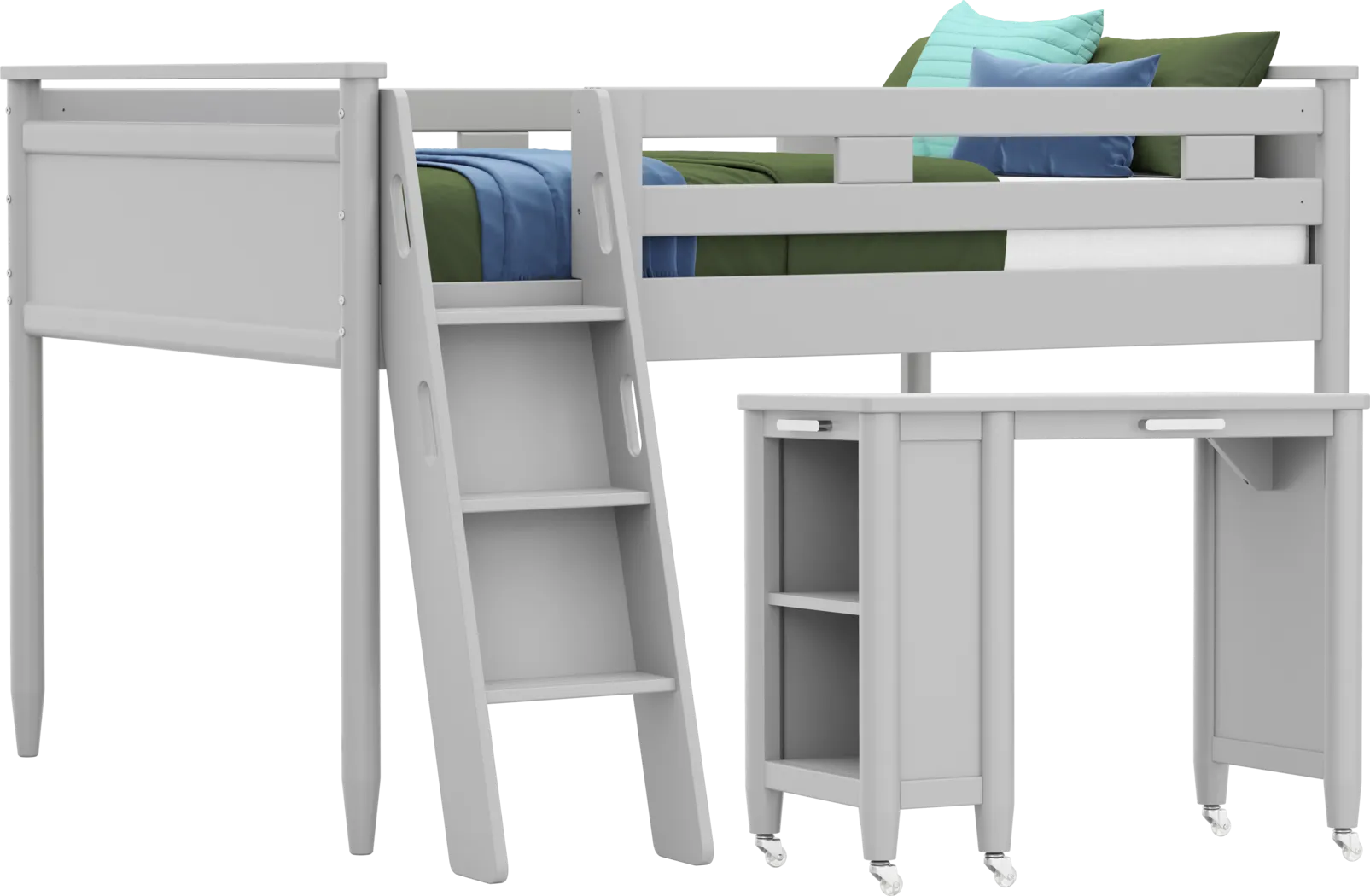 Kids Modern Colors Light Gray Full Loft with Desk - Thumbnail - Image 1