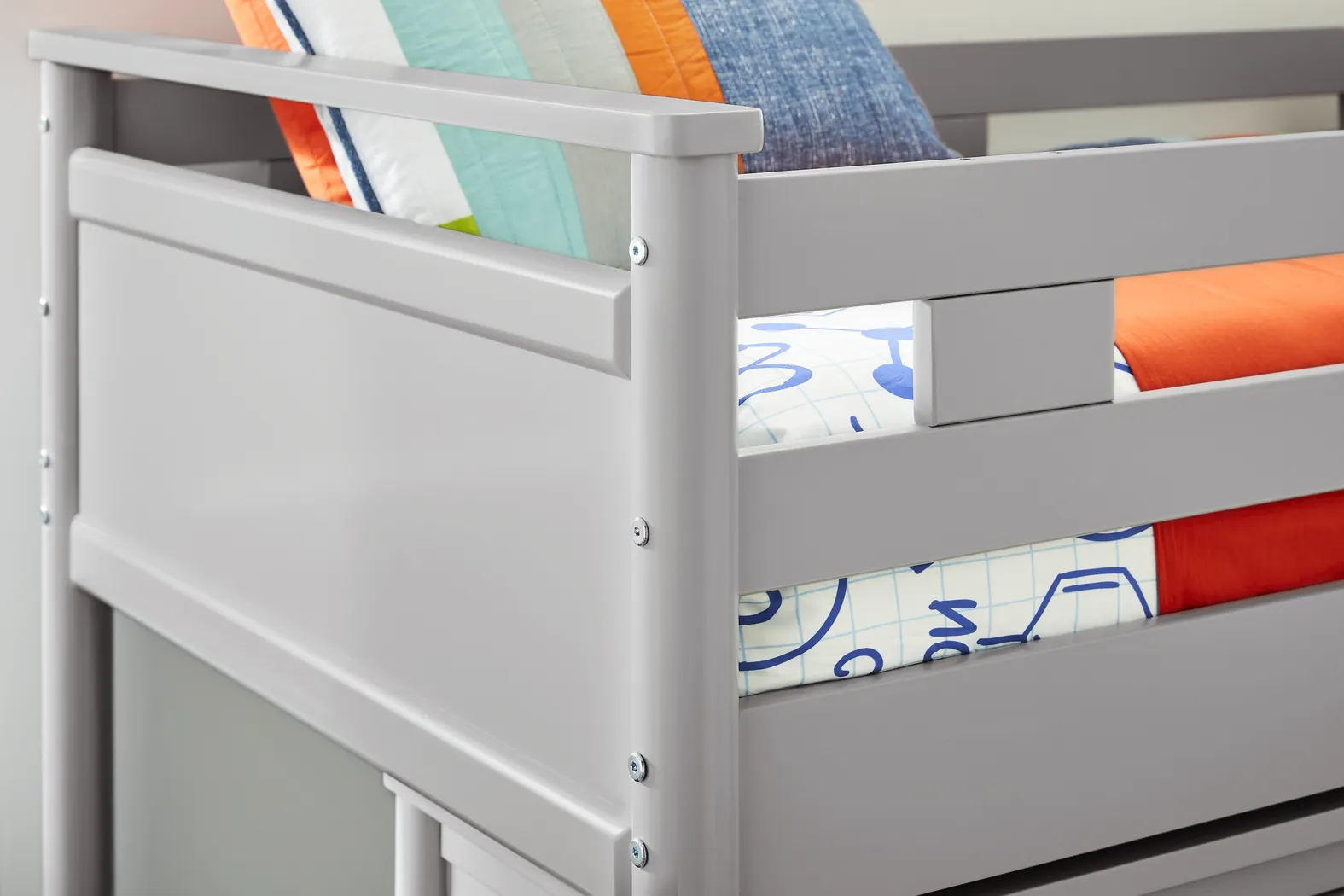 Kids Modern Colors Light Gray Full Loft with Loft Chest and Bookcase - Thumbnail - Image 4