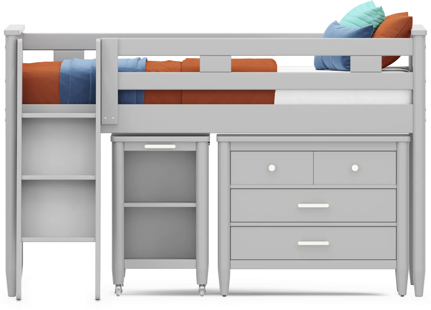 Kids Modern Colors Light Gray Full Loft with Loft Chest and Desk - Thumbnail - Image 3
