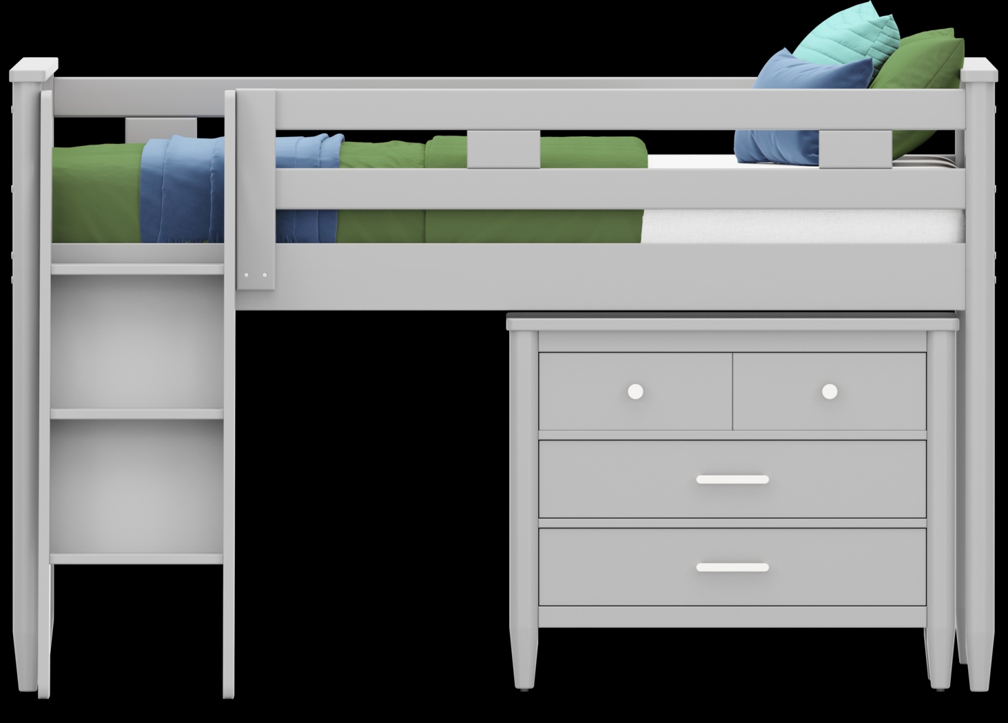 Kids Modern Colors Light Gray Full Loft with Loft Chest - Thumbnail - Image 3