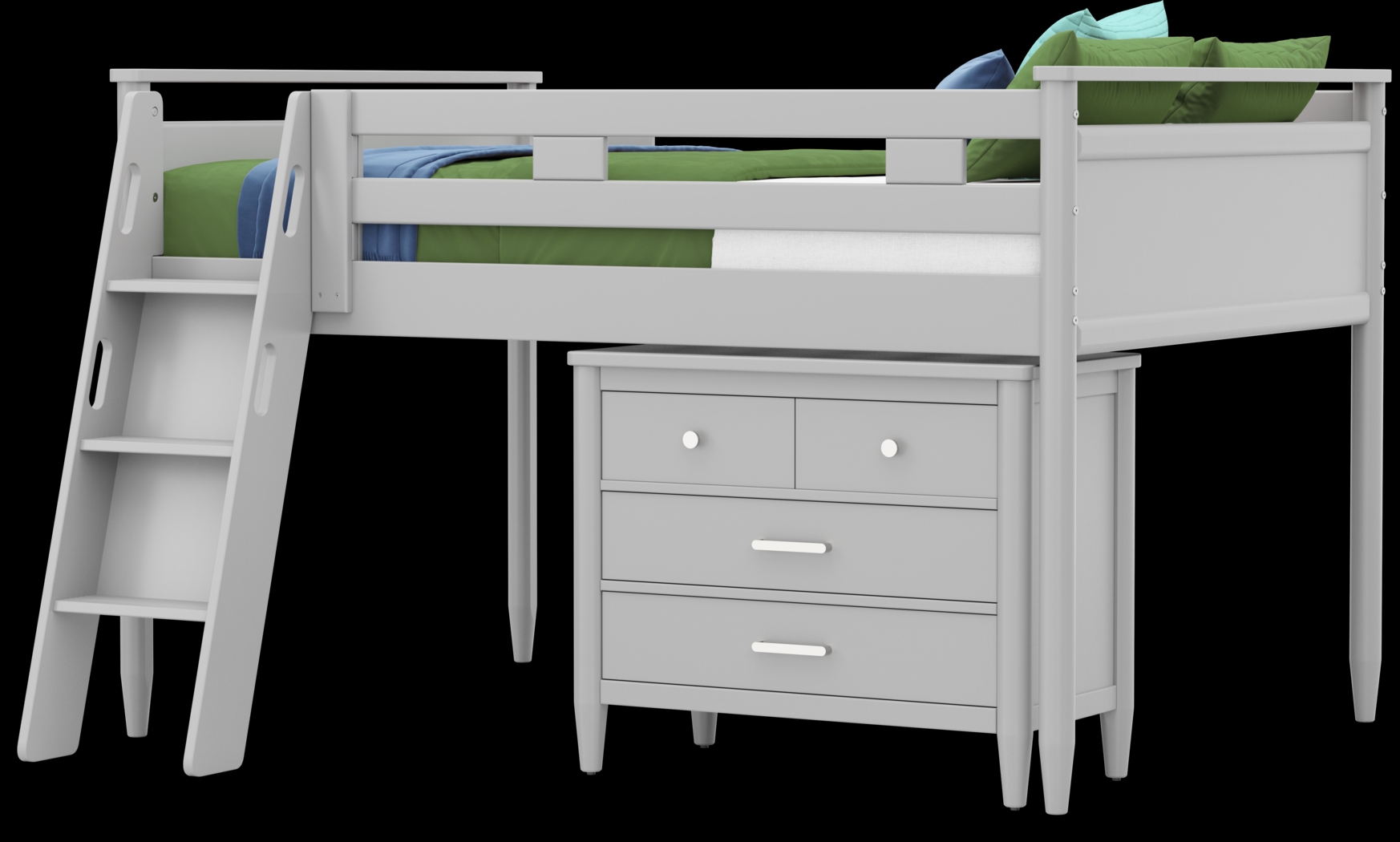 Kids Modern Colors Light Gray Full Loft with Loft Chest - Thumbnail - Image 4