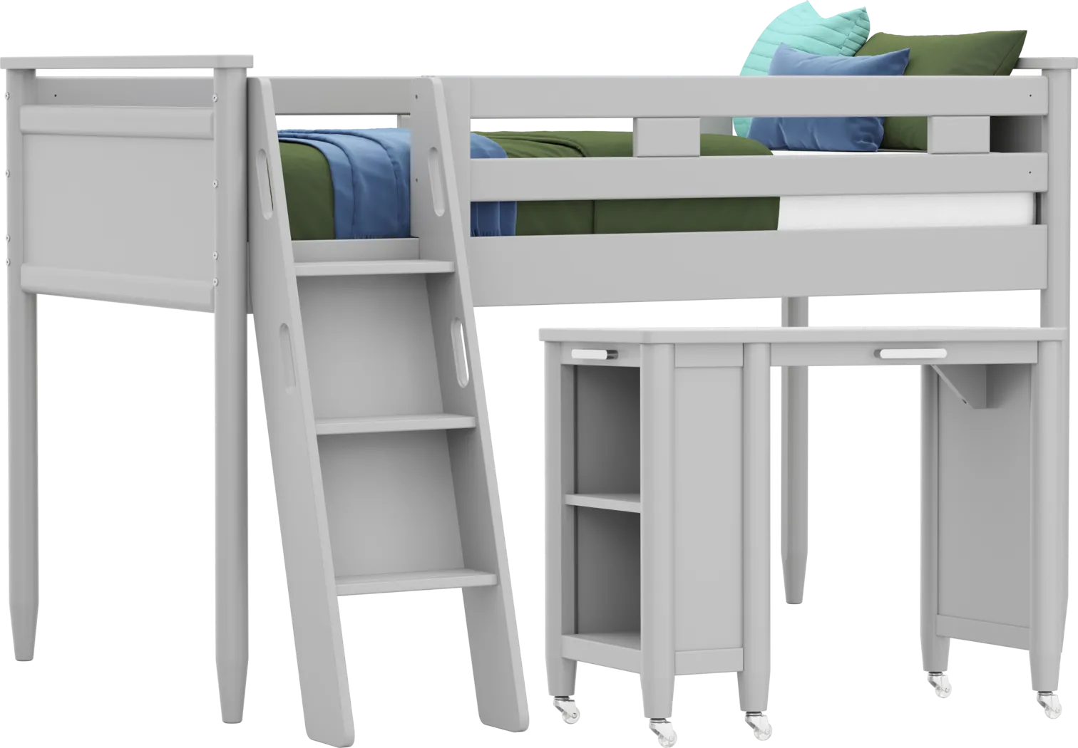 Kids Modern Colors Light Gray Twin Loft with Desk - Thumbnail - Image 1