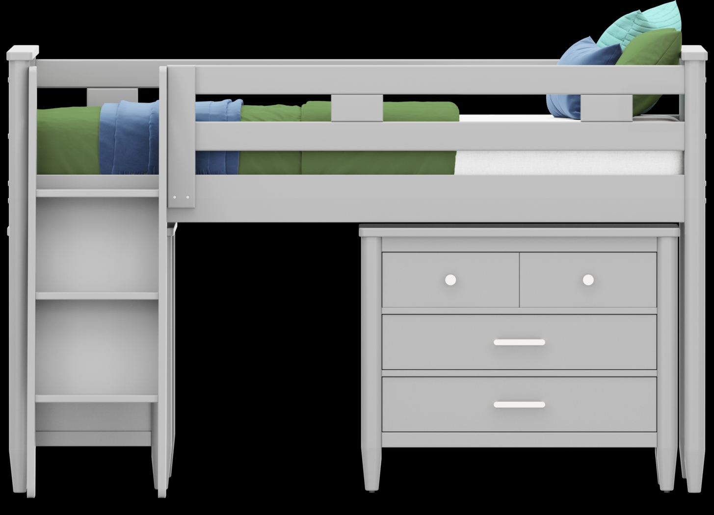Kids Modern Colors Light Gray Twin Loft with Loft Chest and Bookcase - Thumbnail - Image 3
