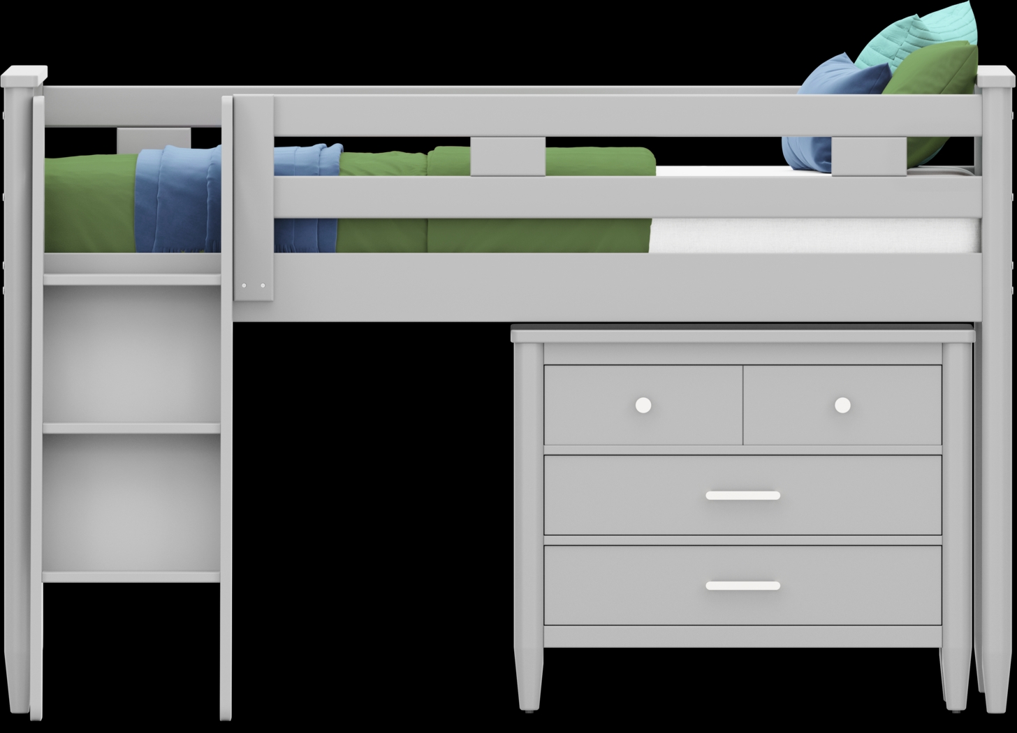 Kids Modern Colors Light Gray Twin Loft with Loft Chest - Thumbnail - Image 3