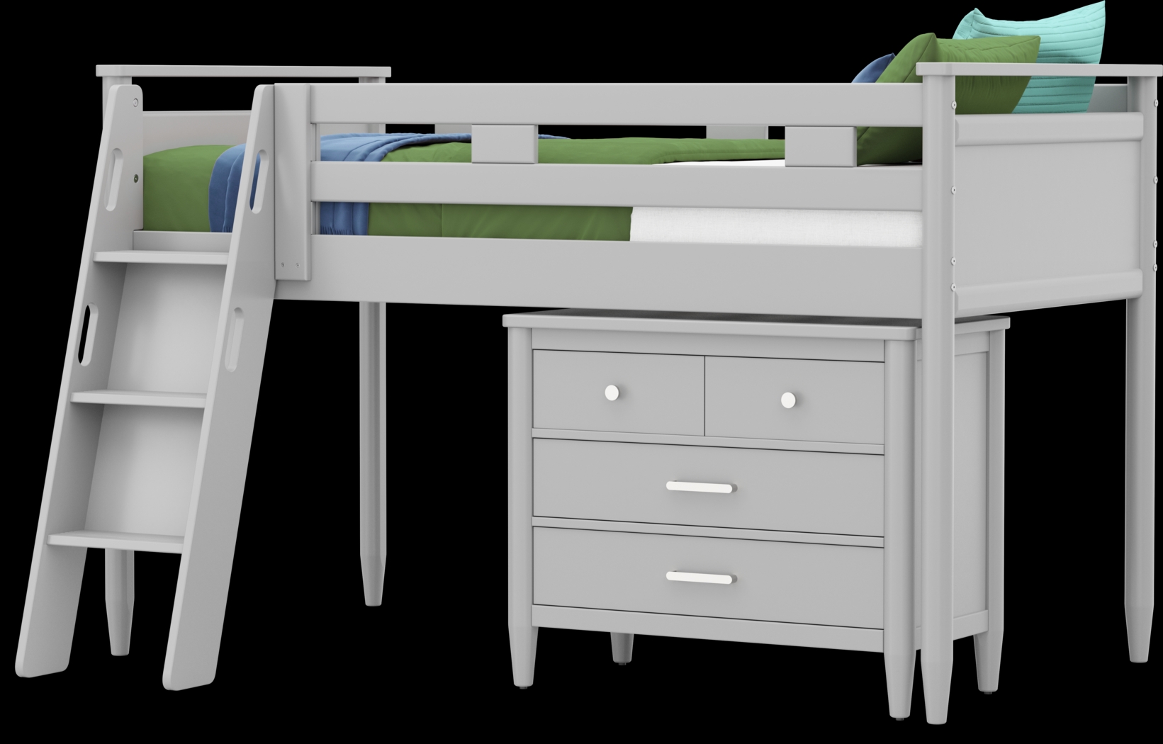 Kids Modern Colors Light Gray Twin Loft with Loft Chest - Thumbnail - Image 4