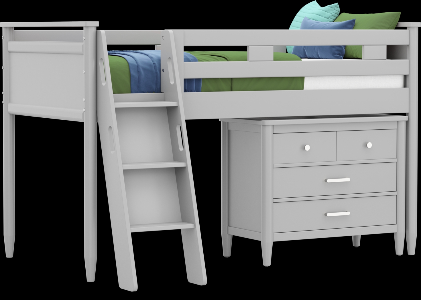 Kids Modern Colors Light Gray Twin Loft with Loft Chest - Thumbnail - Image 1