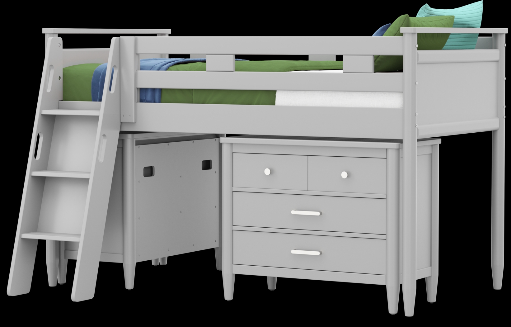 Kids Modern Colors Light Gray Twin Loft with Loft Chests - Thumbnail - Image 4