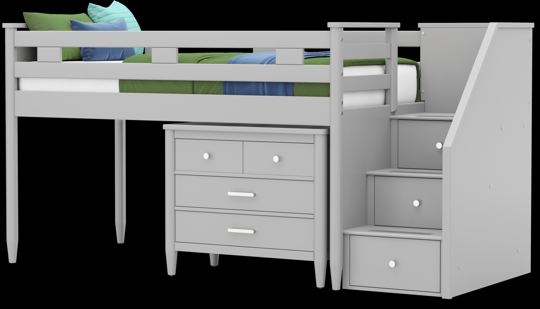 Kids Modern Colors Light Gray Twin Step Loft with Loft Chest - Thumbnail - Image 4