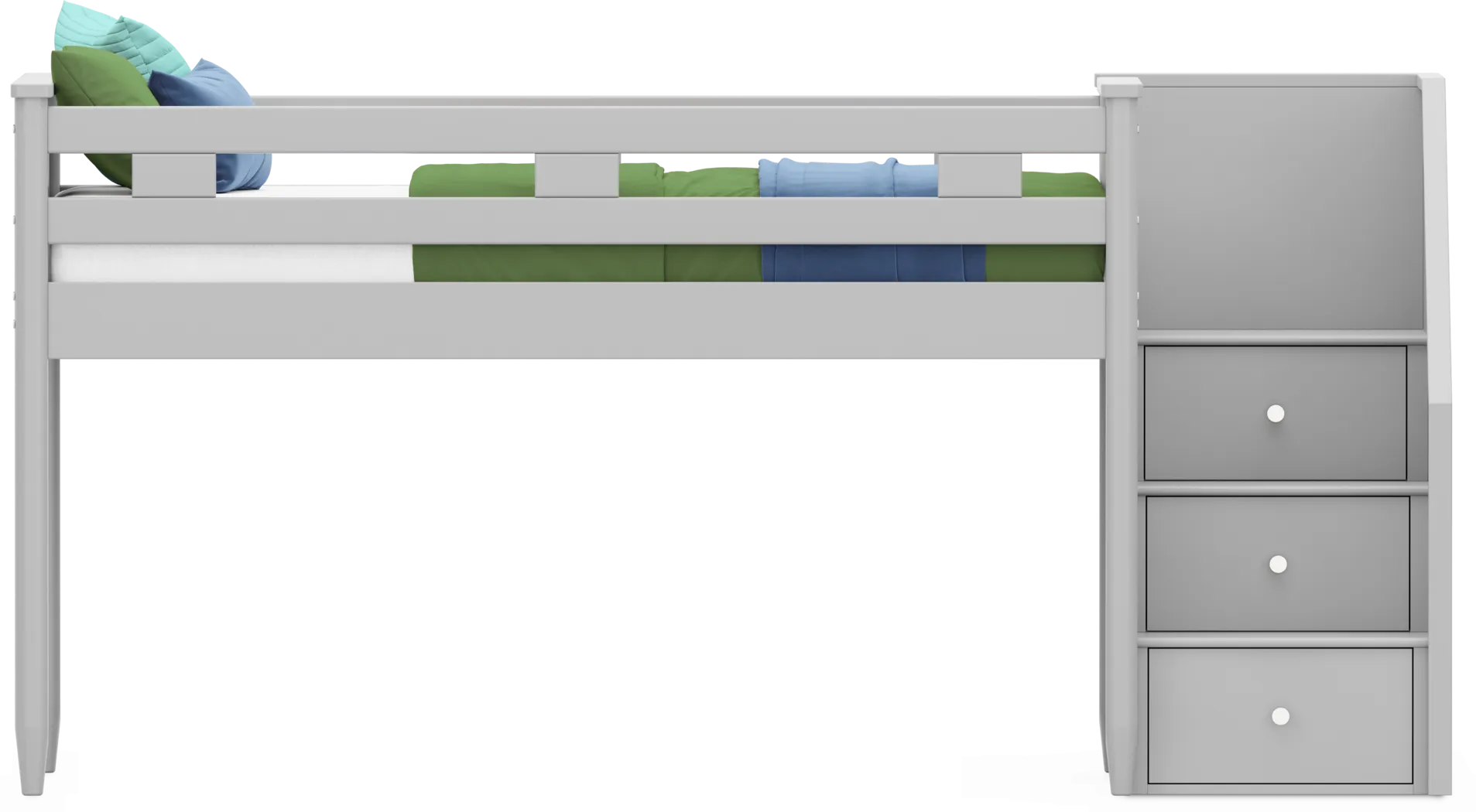 Kids Modern Colors Light Gray Twin Step Loft - Thumbnail - Image 3