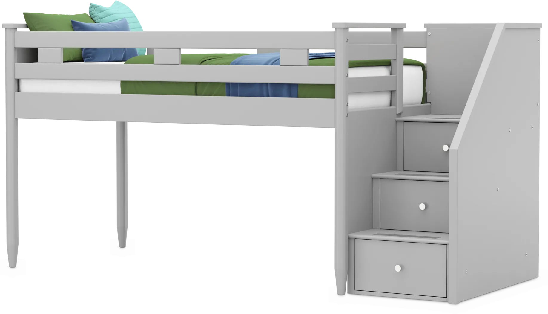 Kids Modern Colors Light Gray Twin Step Loft - Thumbnail - Image 4