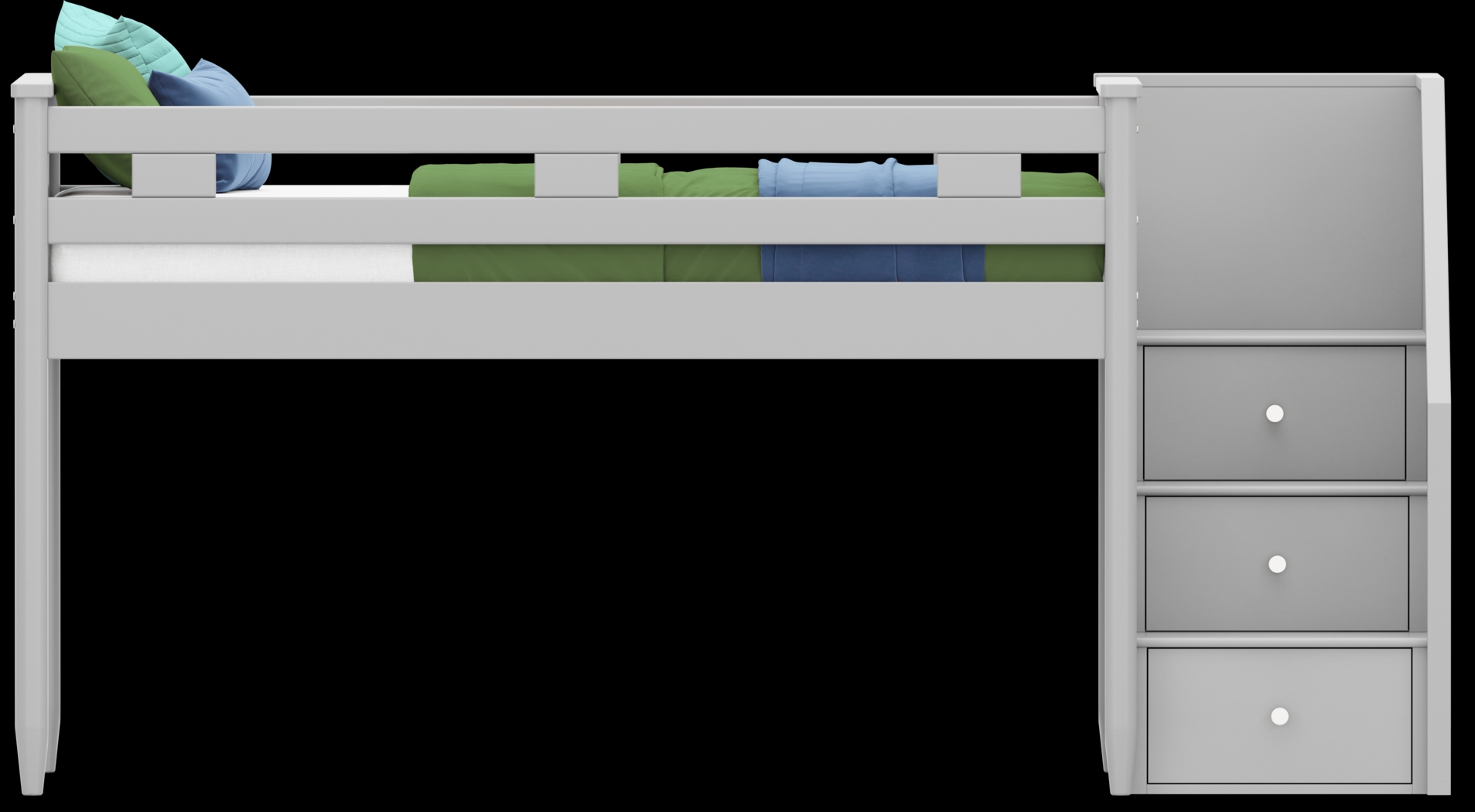 Kids Modern Colors Light Gray Twin Step Loft - Thumbnail - Image 3