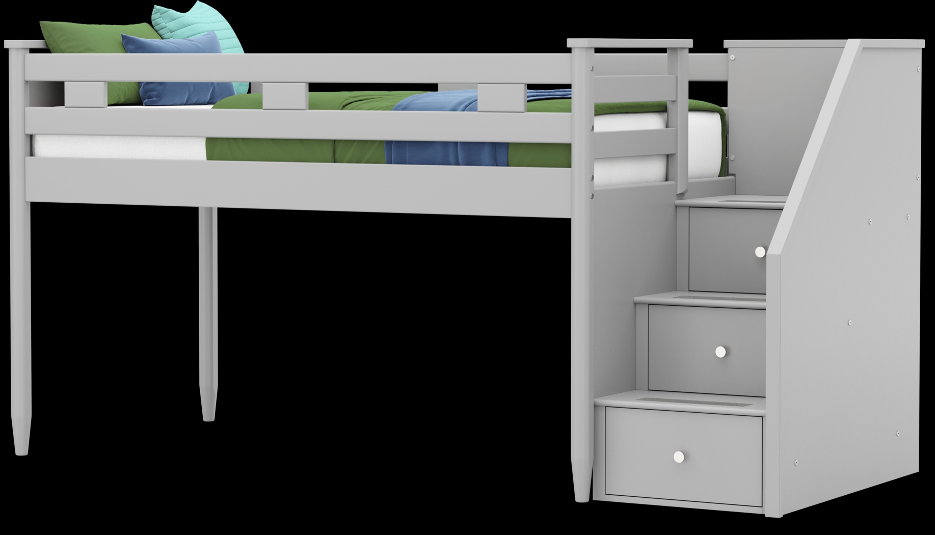 Kids Modern Colors Light Gray Twin Step Loft - Thumbnail - Image 4