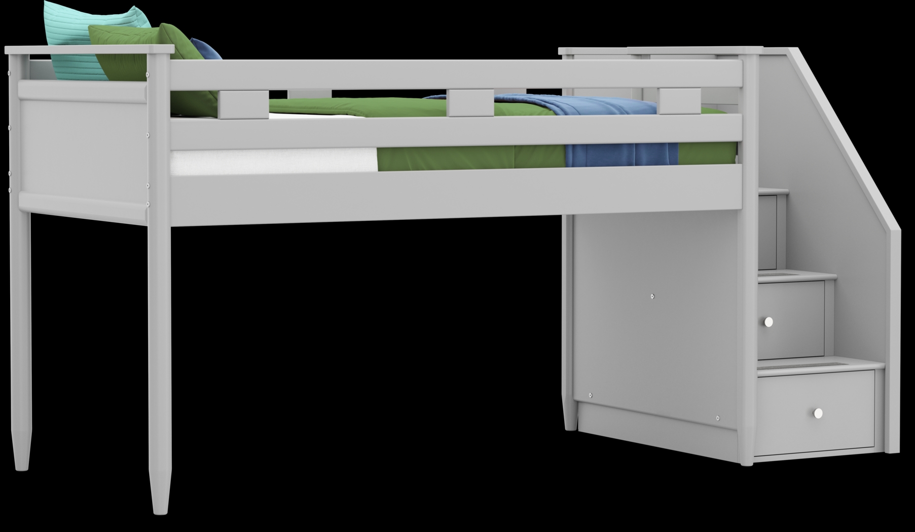 Kids Modern Colors Light Gray Twin Step Loft - Thumbnail - Image 1