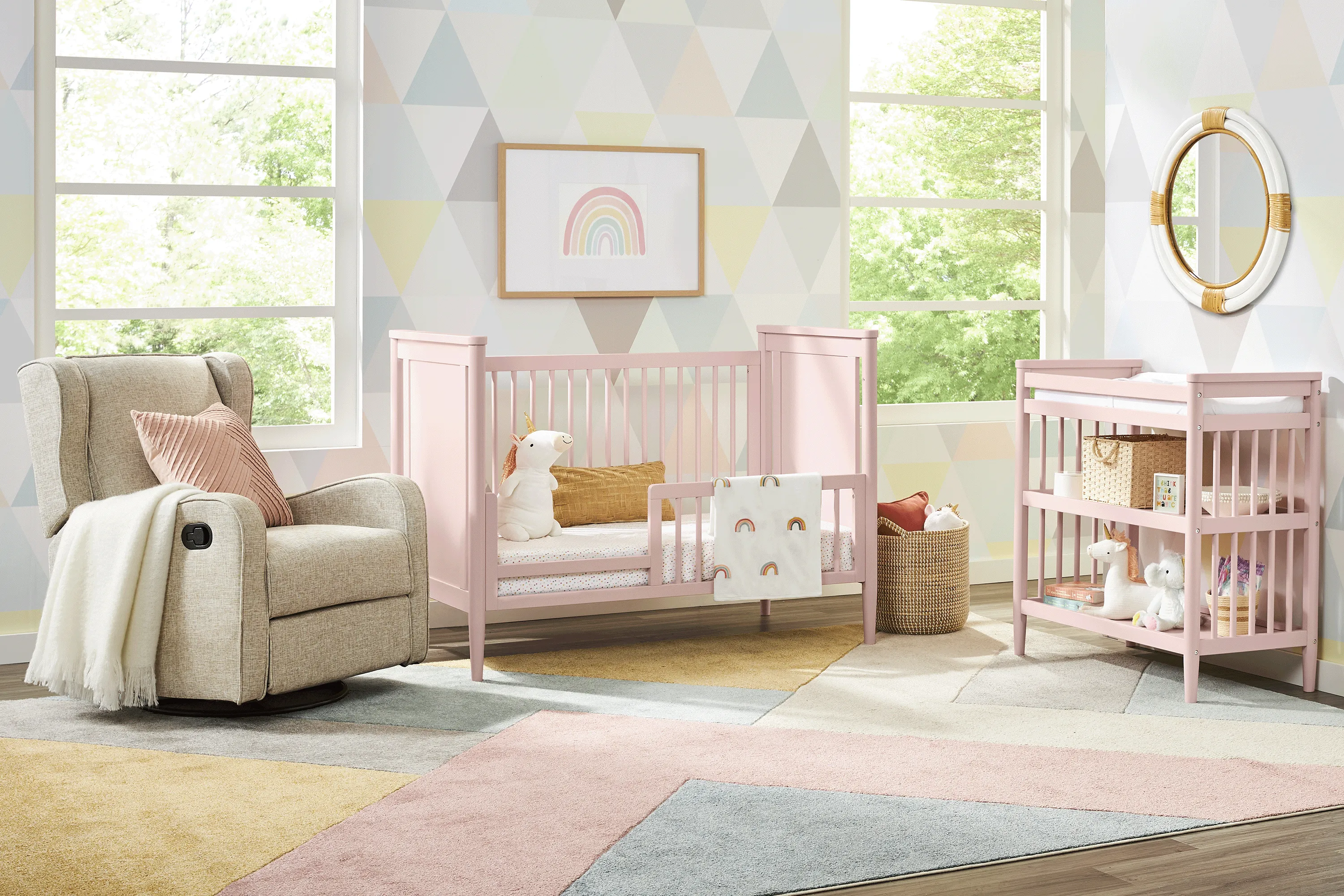 Kids Modern Colors Pink 3-in-1 Convertible Nursery Set - Thumbnail - Image 2