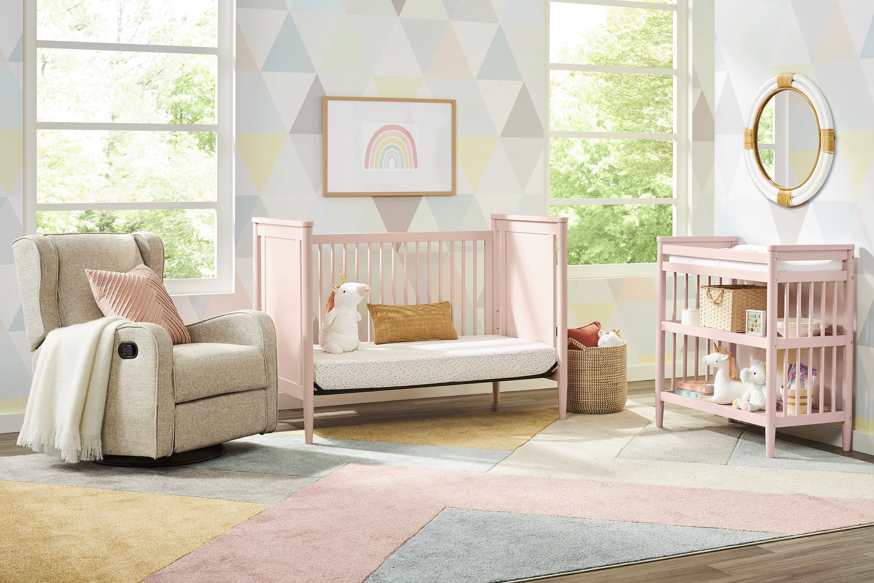 Kids Modern Colors Pink 3-in-1 Convertible Nursery Set - Thumbnail - Image 3