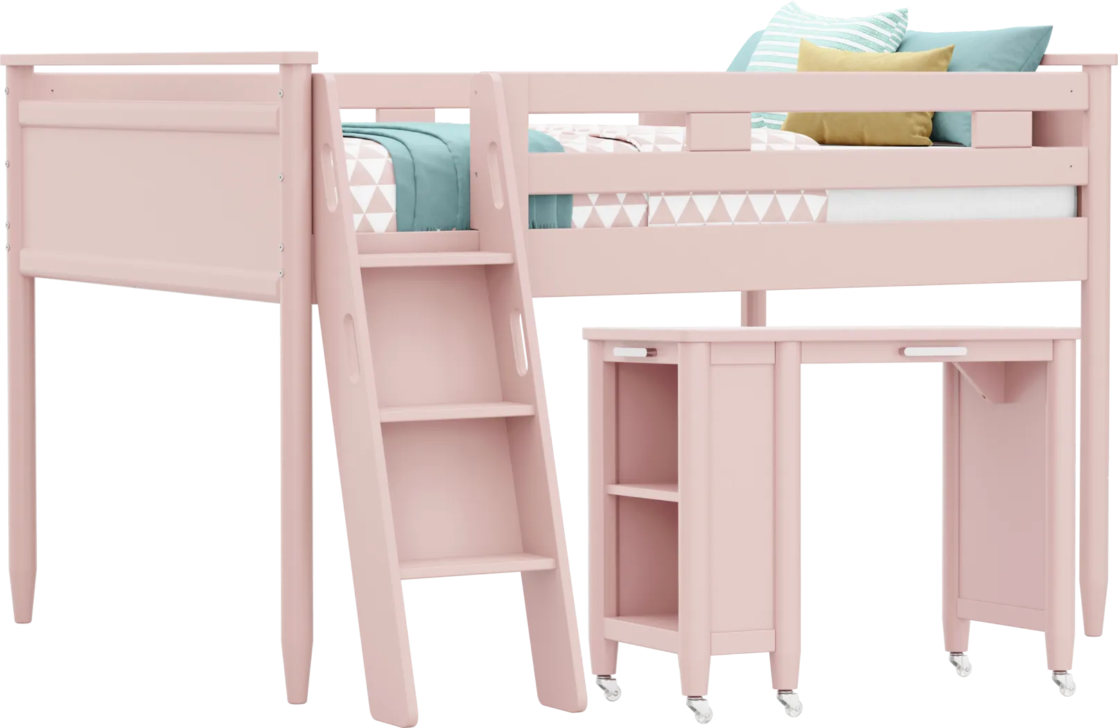 Kids Modern Colors Pink Full Loft with Desk - Thumbnail - Image 1
