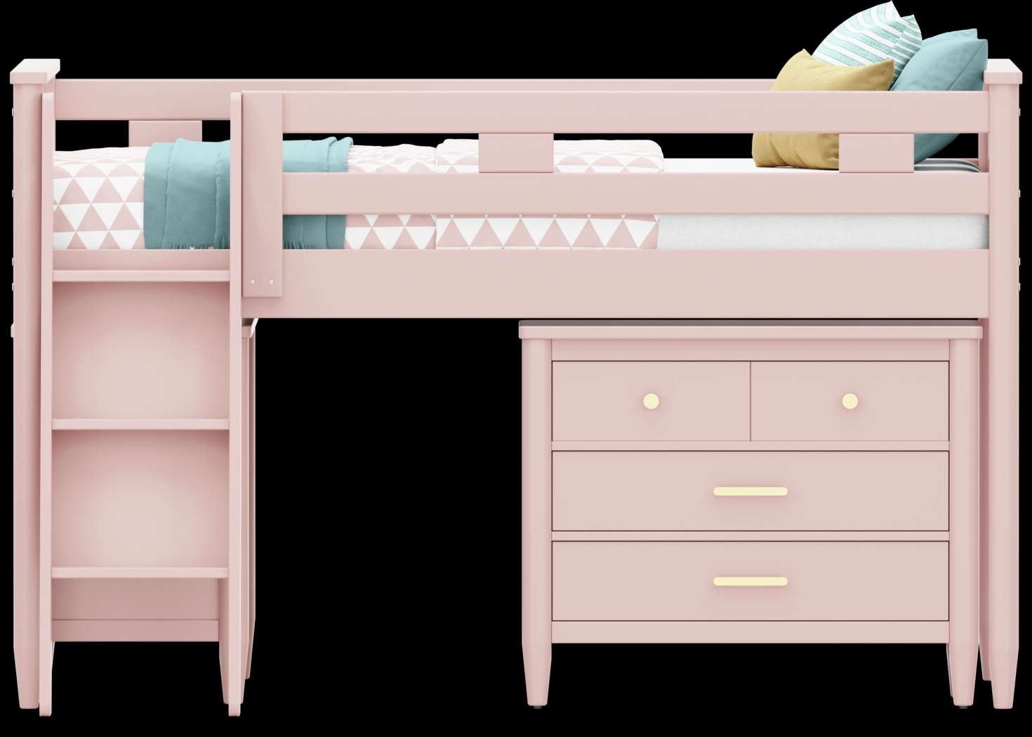Kids Modern Colors Pink Full Loft with Loft Chest and Bookcase - Thumbnail - Image 2