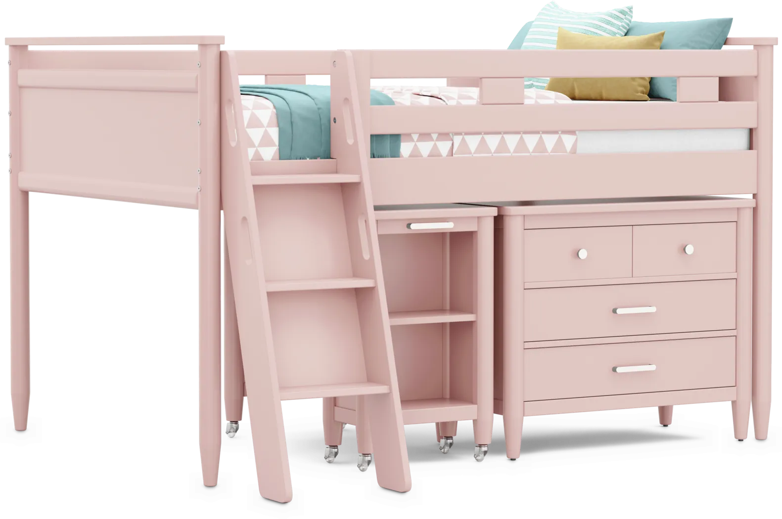 Kids Modern Colors Pink Full Loft with Loft Chest and Desk - Thumbnail - Image 1
