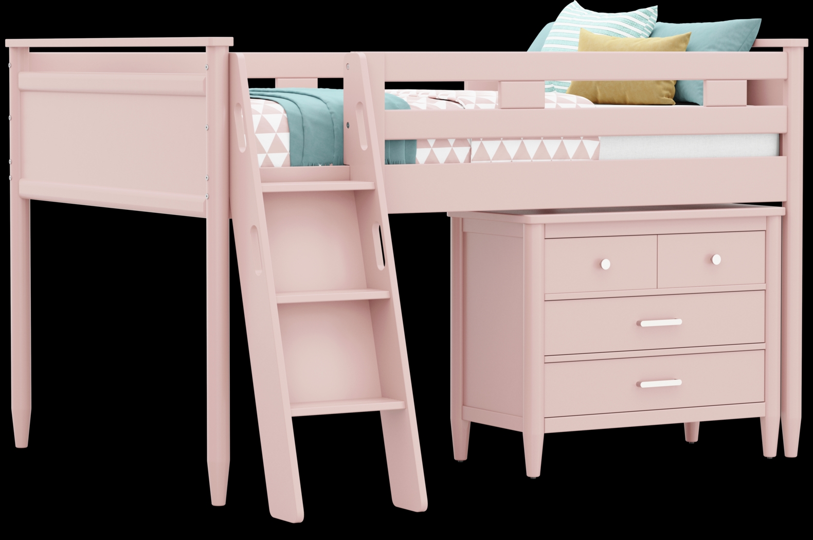 Kids Modern Colors Pink Full Loft with Loft Chest - Thumbnail - Image 1