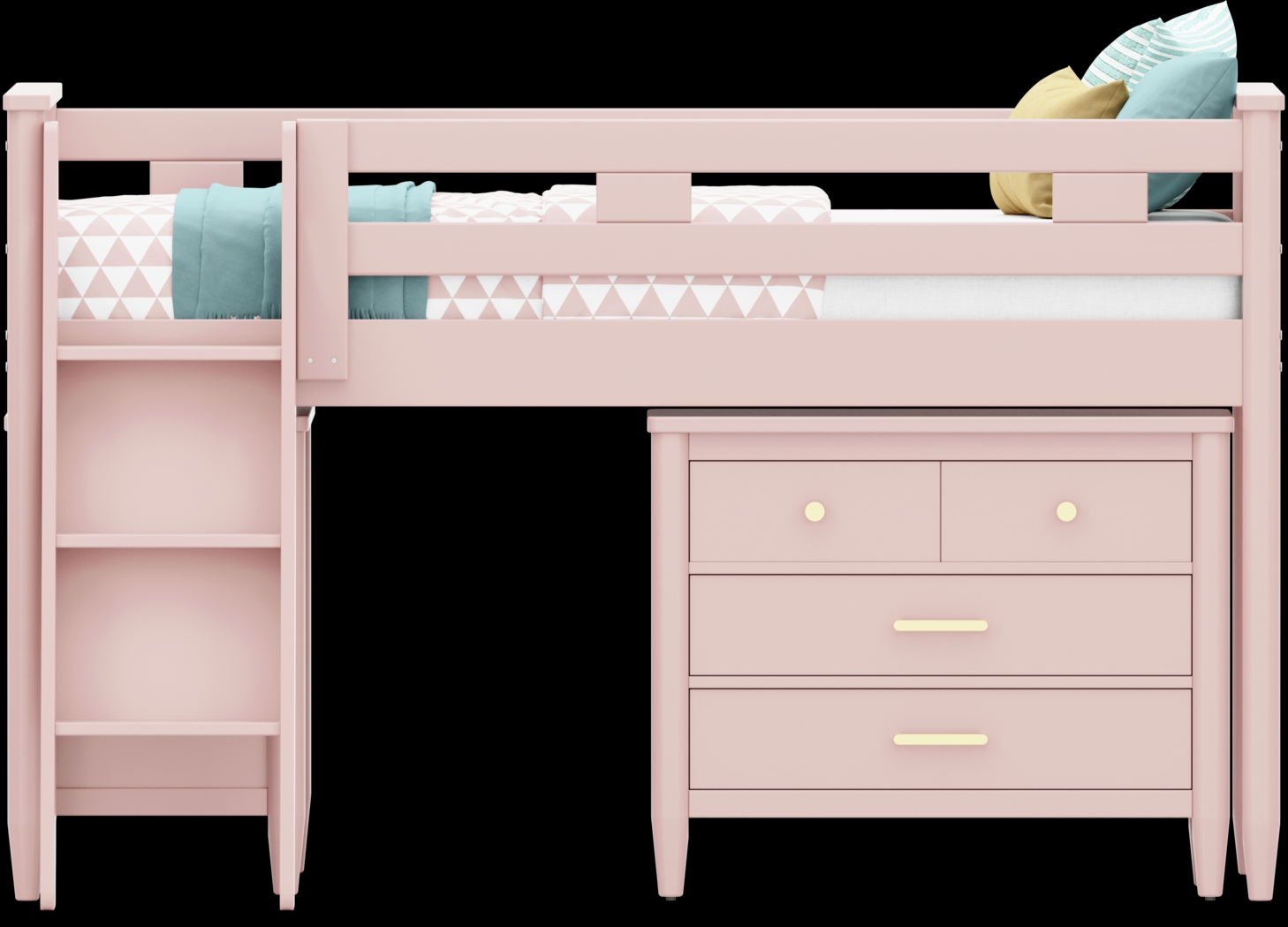 Kids Modern Colors Pink Twin Loft with Loft Chest and Bookcase - Thumbnail - Image 2
