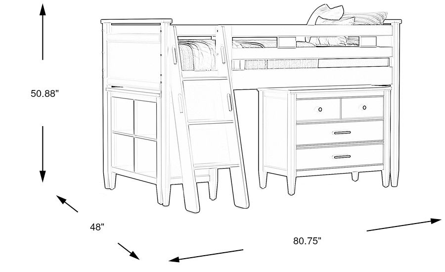 Dimension Image. Please refer to the Dimension Tab on this page for dimension details.