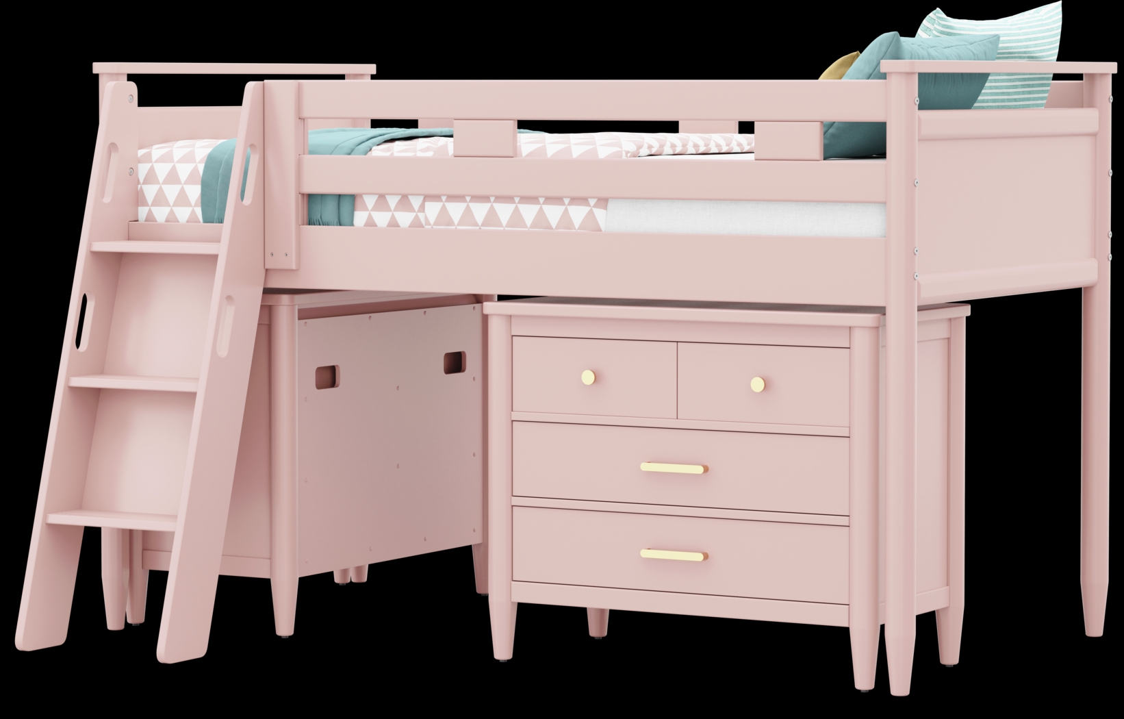 Kids Modern Colors Pink Twin Loft with Loft Chests - Thumbnail - Image 2
