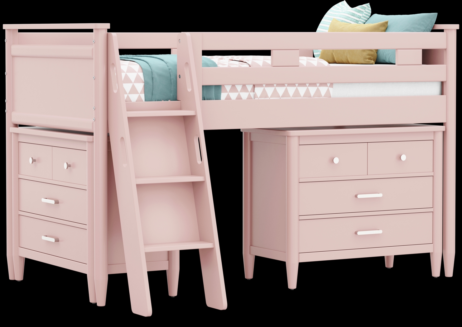 Kids Modern Colors Pink Twin Loft with Loft Chests - Thumbnail - Image 1