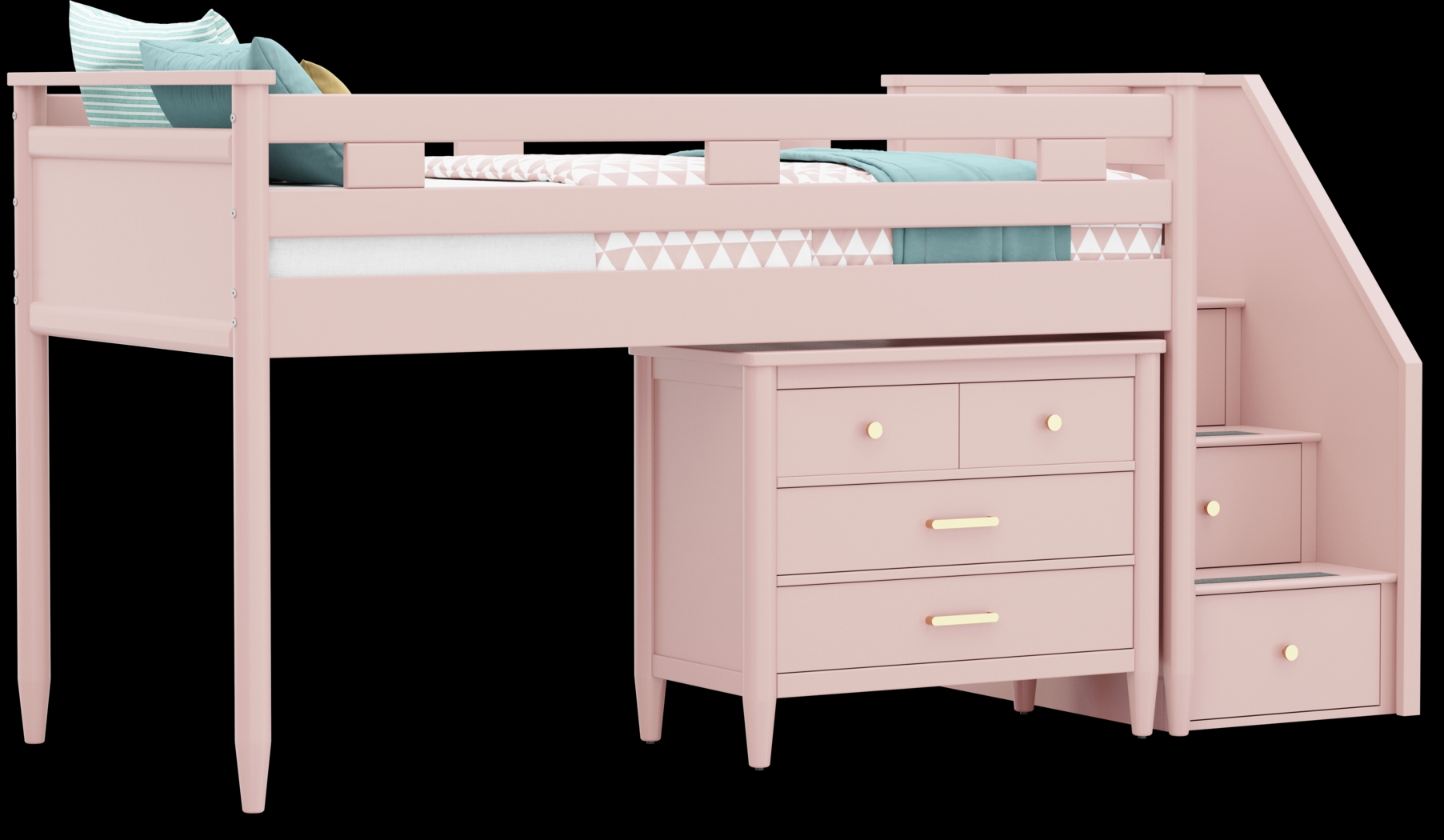 Kids Modern Colors Pink Twin Step Loft with Loft Chest - Thumbnail - Image 2
