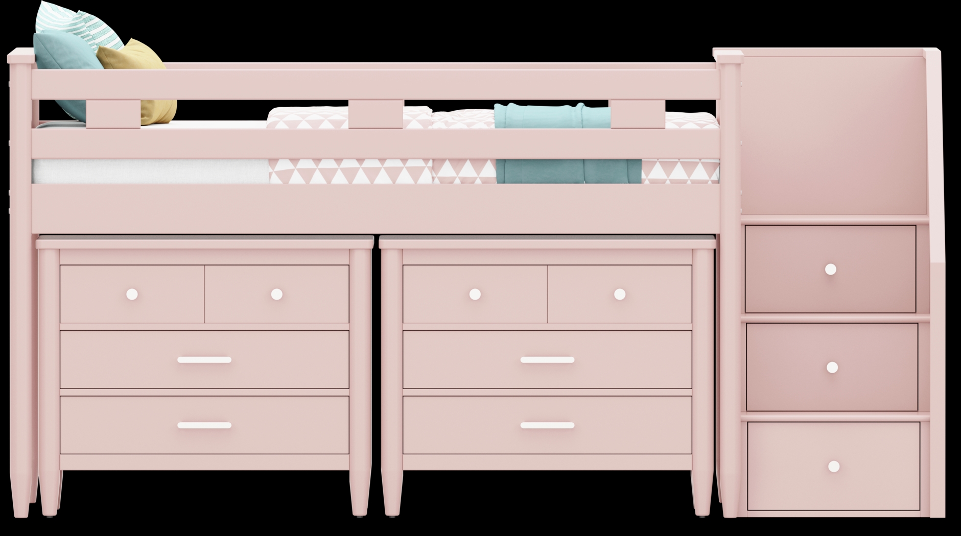 Kids Modern Colors Pink Twin Step Loft with Loft Chests - Thumbnail - Image 3
