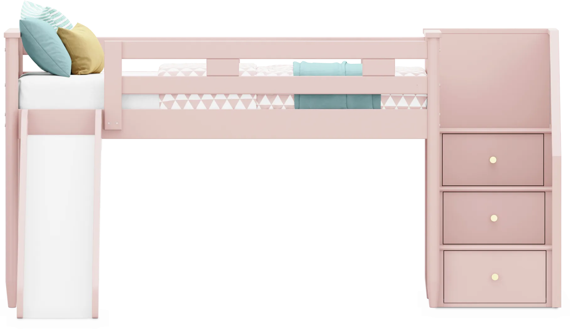 Kids Modern Colors Pink Twin Step Loft with Slide - Thumbnail - Image 2