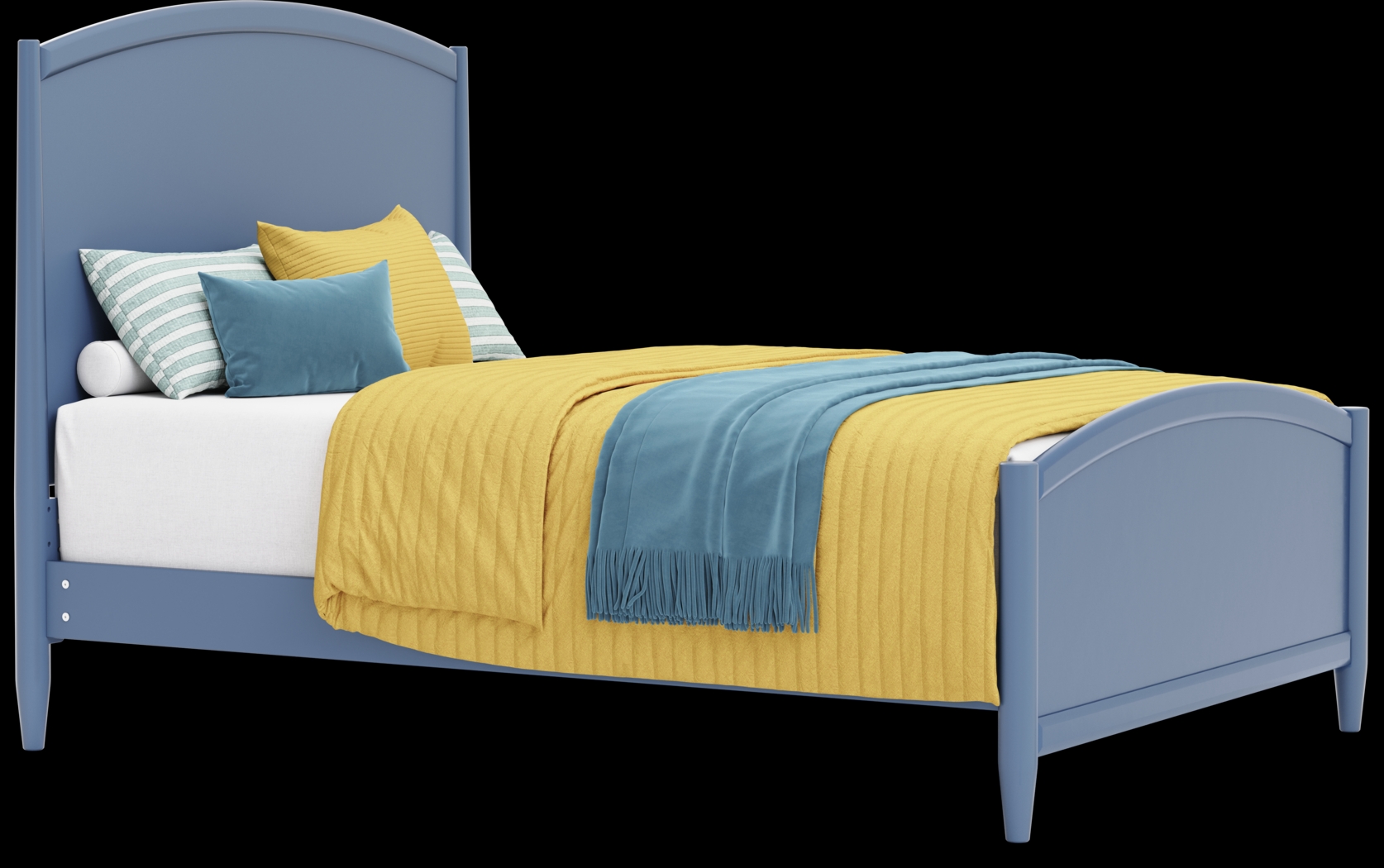 Kids Modern Colors Slate Blue Full Panel Bed - Thumbnail - Image 1