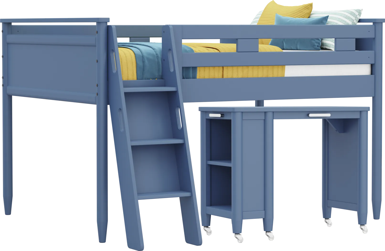 Kids Modern Colors Slate Blue Full Loft with Desk - Thumbnail - Image 1