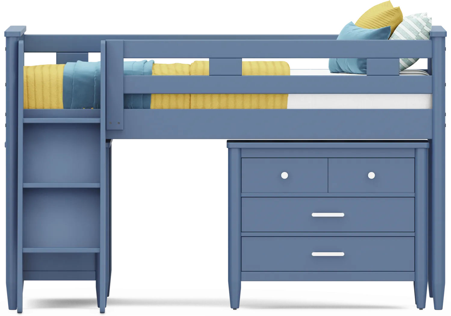Kids Modern Colors Slate Blue Full Loft with Loft Chest and Bookcase - Thumbnail - Image 2