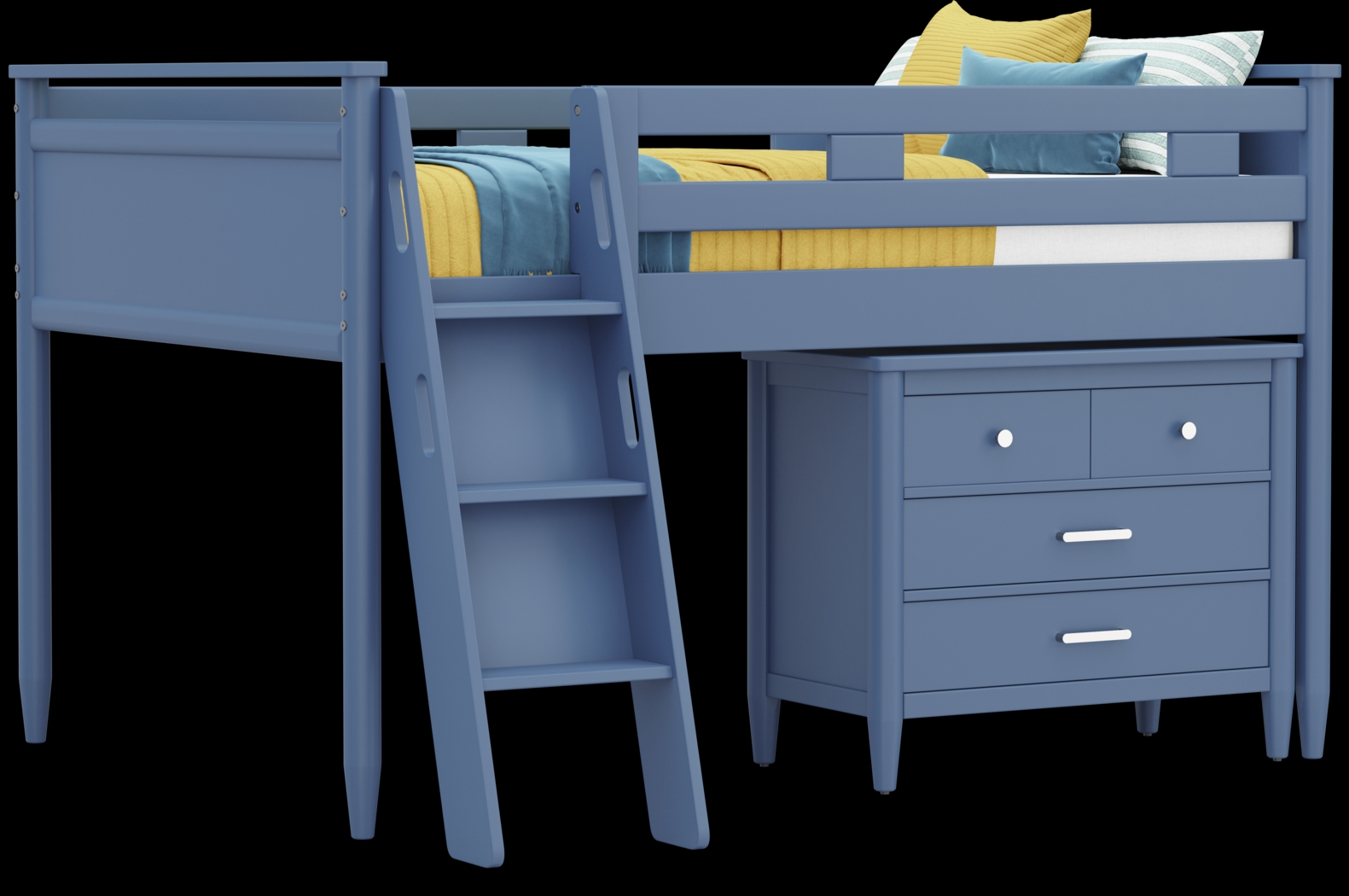 Kids Modern Colors Slate Blue Full Loft with Loft Chest - Thumbnail - Image 1
