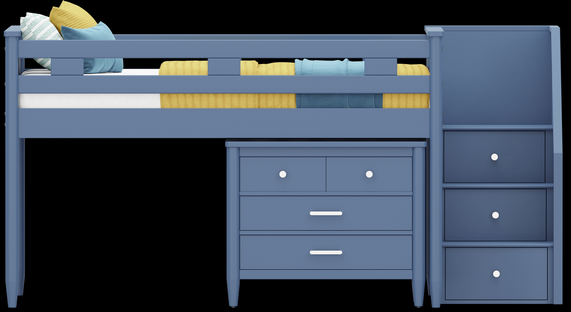 Kids Modern Colors Slate Blue Full Step Loft with Loft Chest - Thumbnail - Image 3
