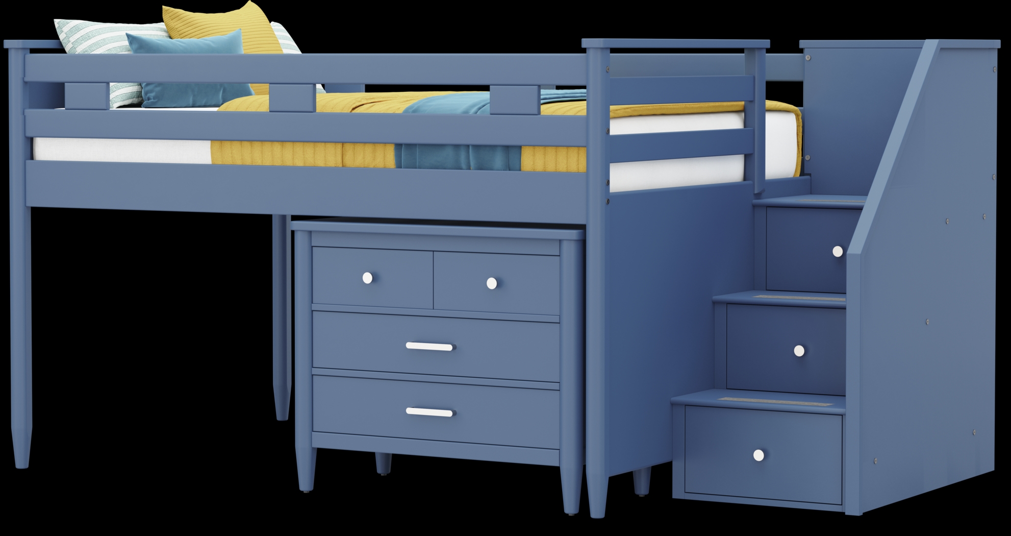 Kids Modern Colors Slate Blue Full Step Loft with Loft Chest - Thumbnail - Image 4