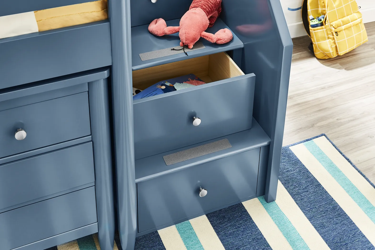 Kids Modern Colors Slate Blue Full Step Loft with Loft Chest - Image 5