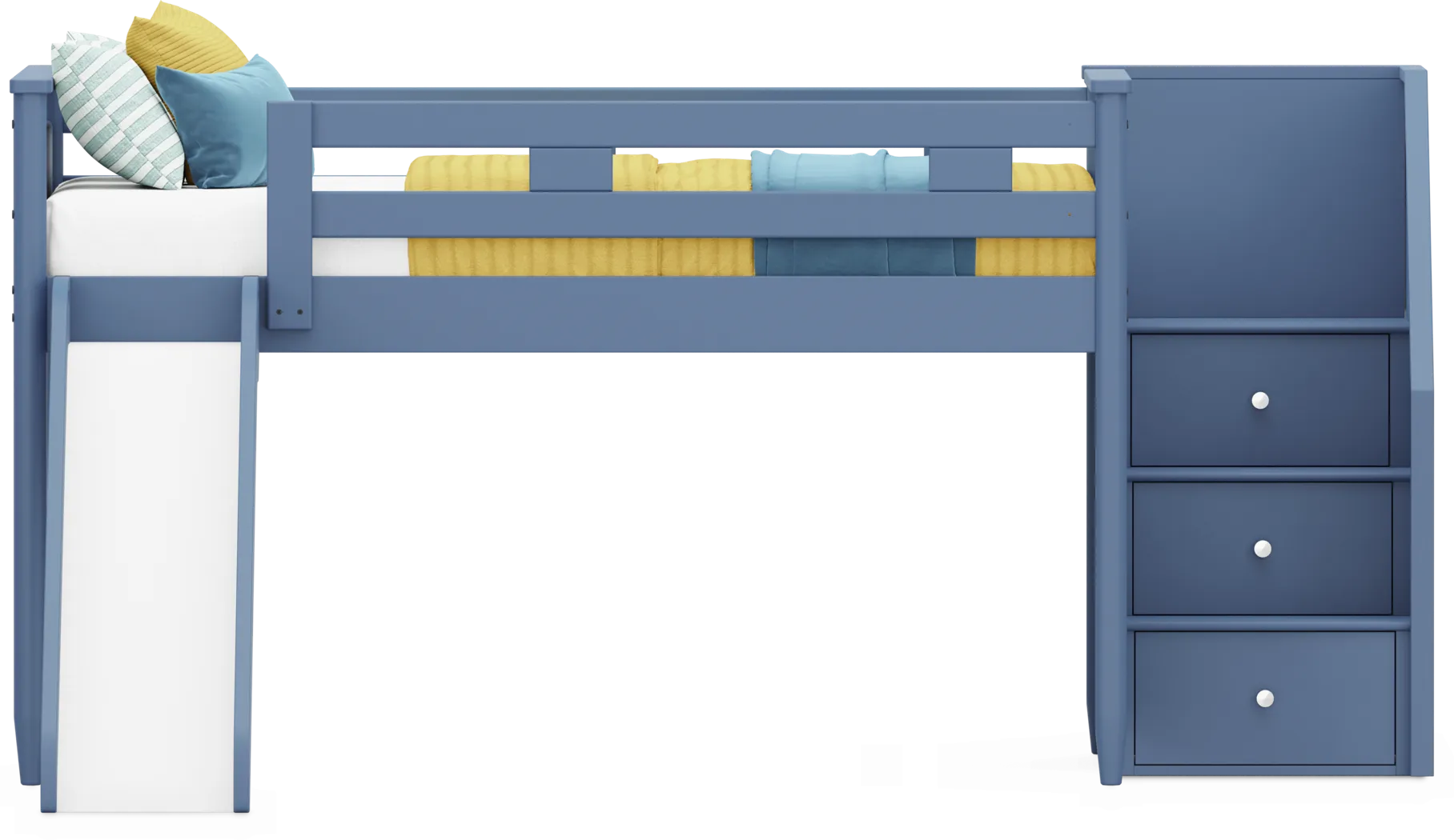 Kids Modern Colors Slate Blue Full Step Loft with Slide - Thumbnail - Image 2