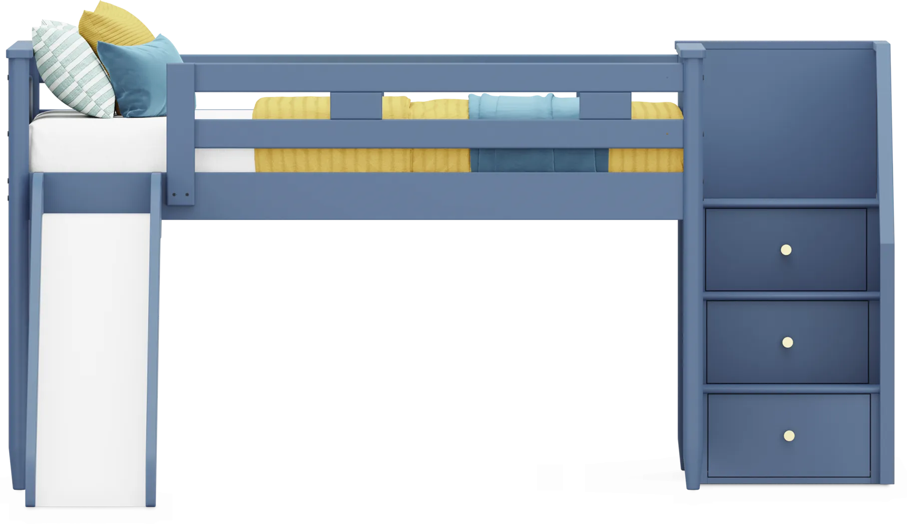 Kids Modern Colors Slate Blue Full Step Loft with Slide - Thumbnail - Image 2