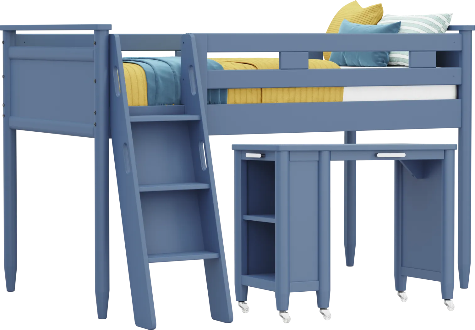 Kids Modern Colors Slate Blue Twin Loft with Desk - Thumbnail - Image 1