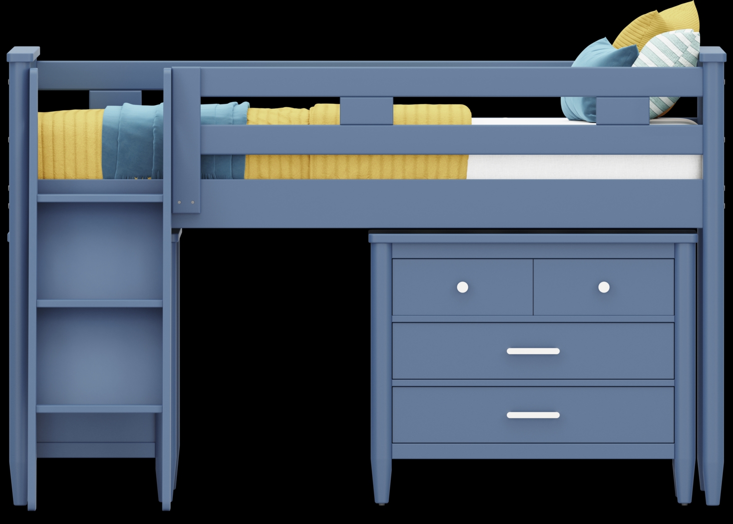 Kids Modern Colors Slate Blue Twin Loft with Loft Chest and Bookcase - Thumbnail - Image 2