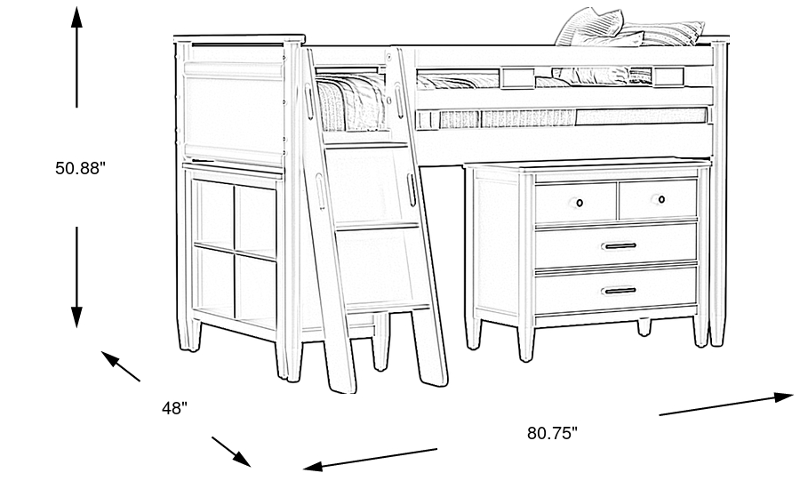 Dimension Image. Please refer to the Dimension Tab on this page for dimension details.