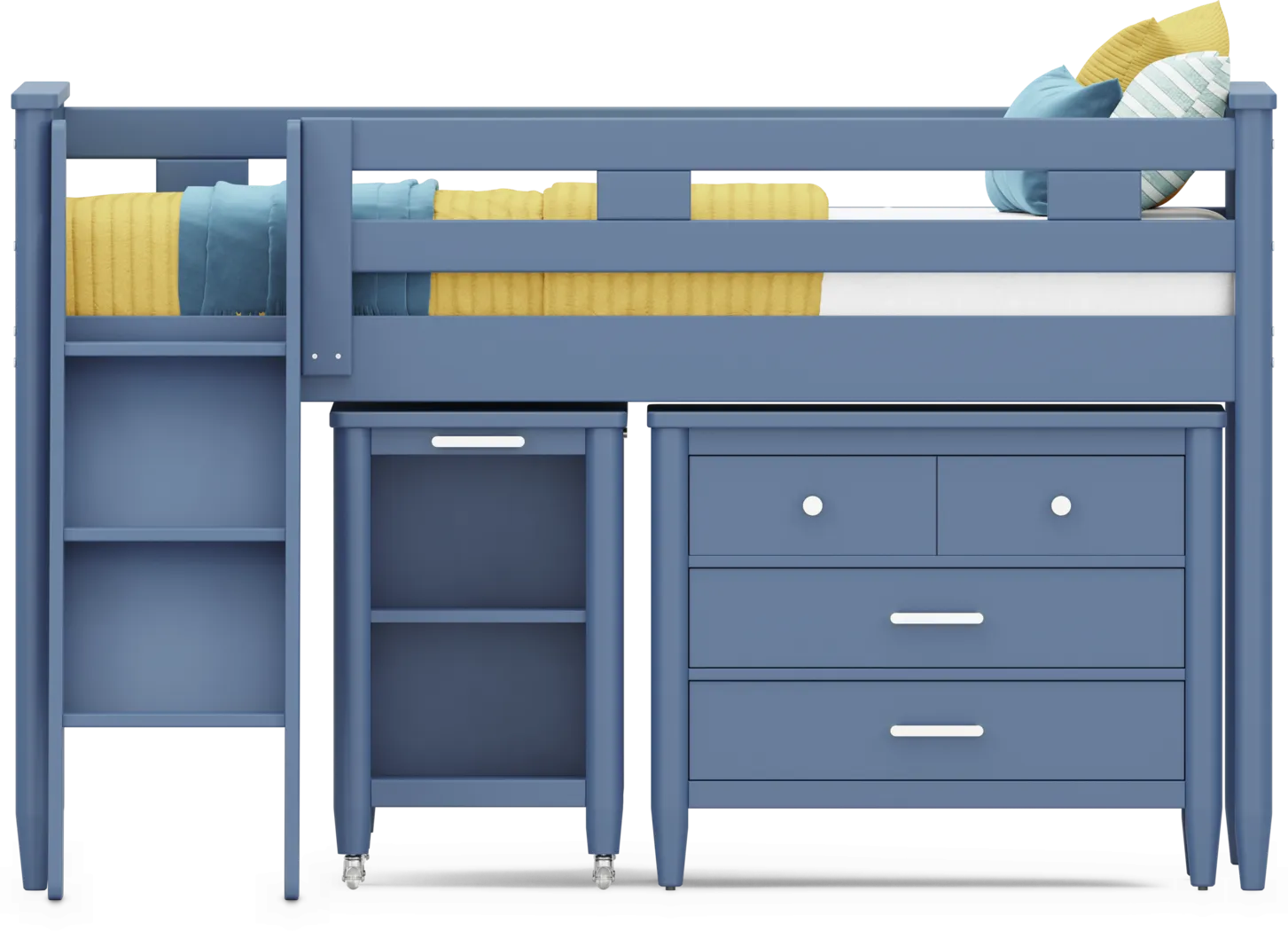 Kids Modern Colors Slate Blue Twin Loft with Loft Chest and Desk - Thumbnail - Image 3