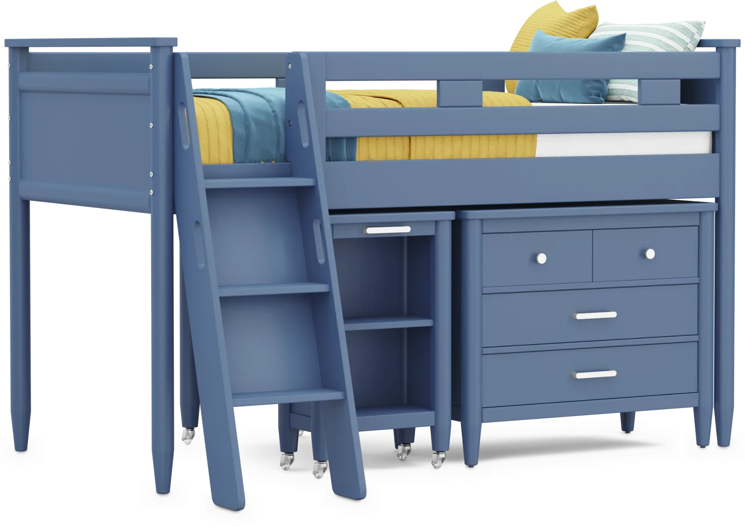 Kids Modern Colors Slate Blue Twin Loft with Loft Chest and Desk - Thumbnail - Image 1