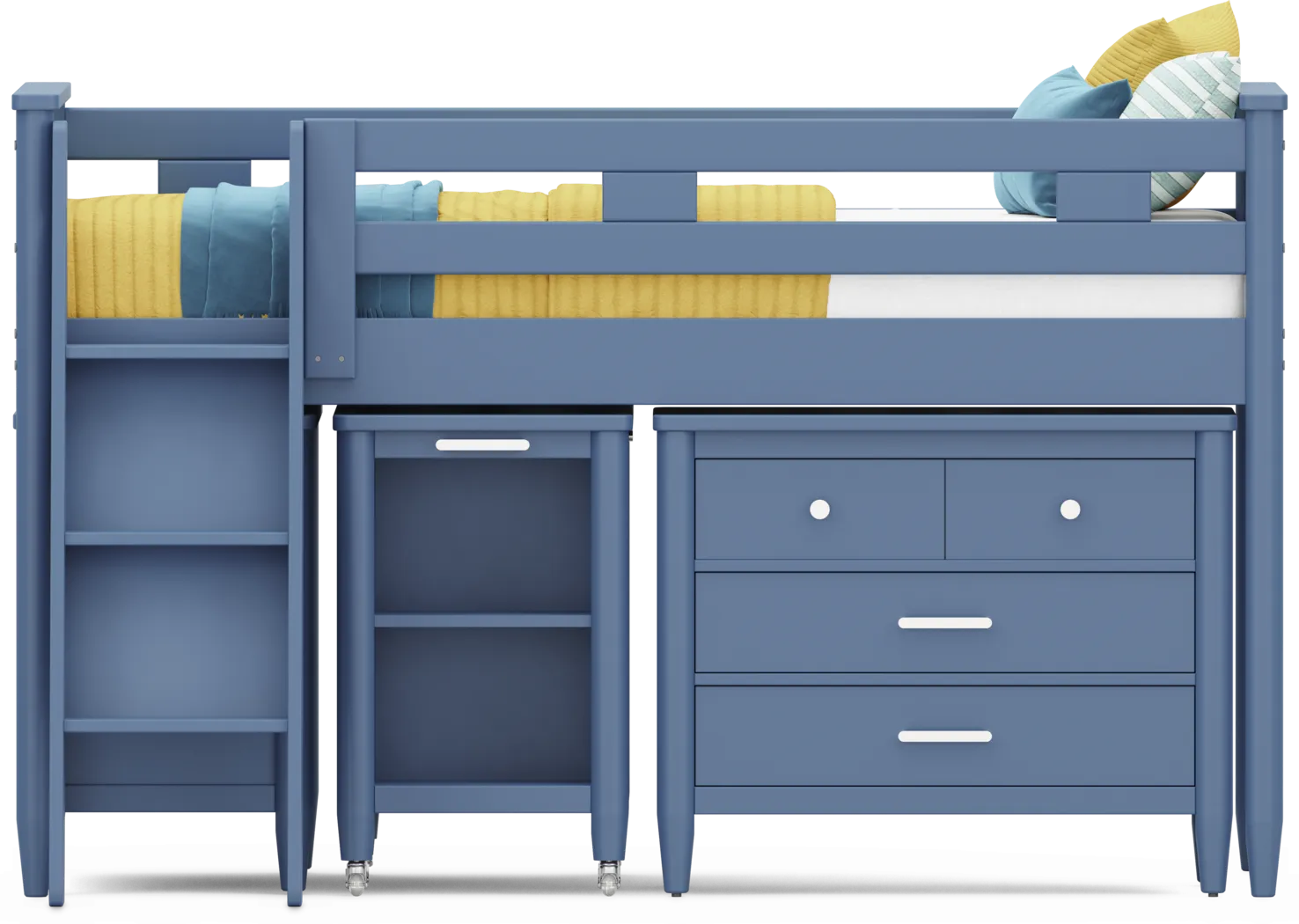 Kids Modern Colors Slate Blue Twin Loft with Loft Chest, Bookcase and Desk - Thumbnail - Image 3