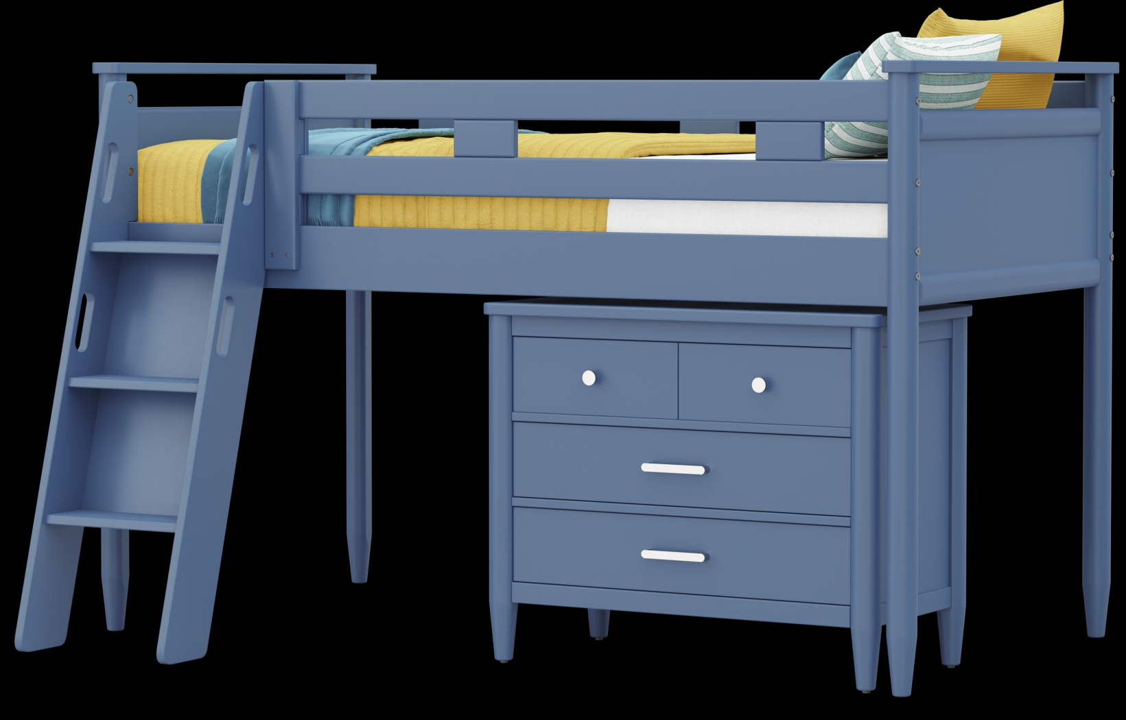 Kids Modern Colors Slate Blue Twin Loft with Loft Chest - Thumbnail - Image 4