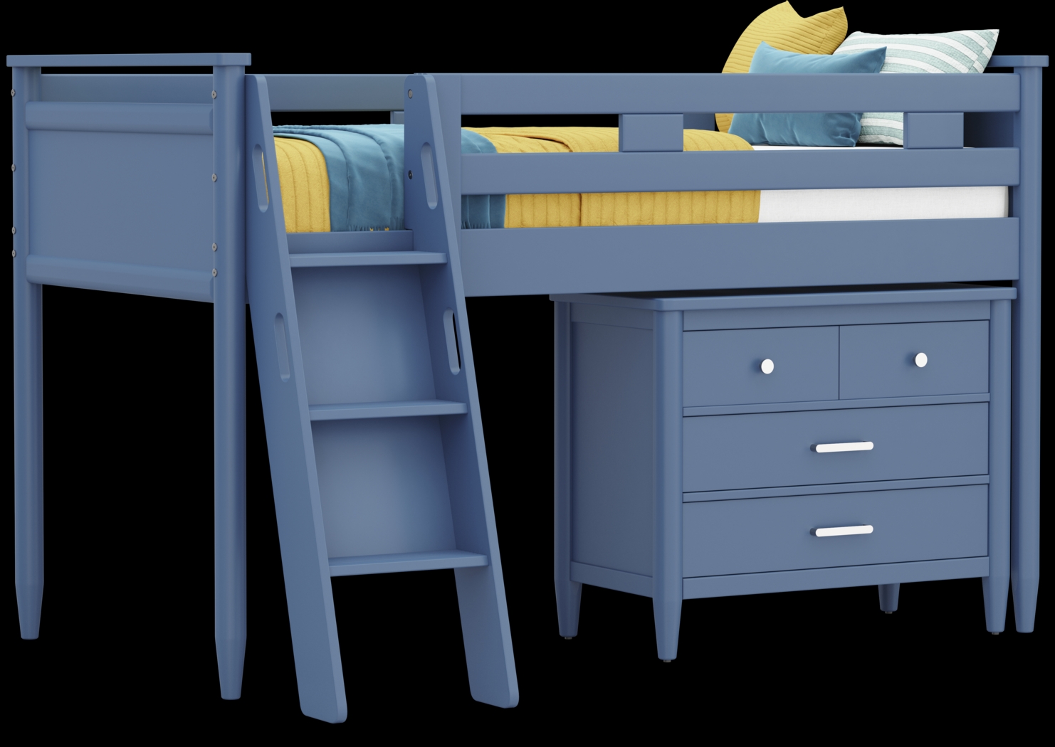 Kids Modern Colors Slate Blue Twin Loft with Loft Chest - Thumbnail - Image 1