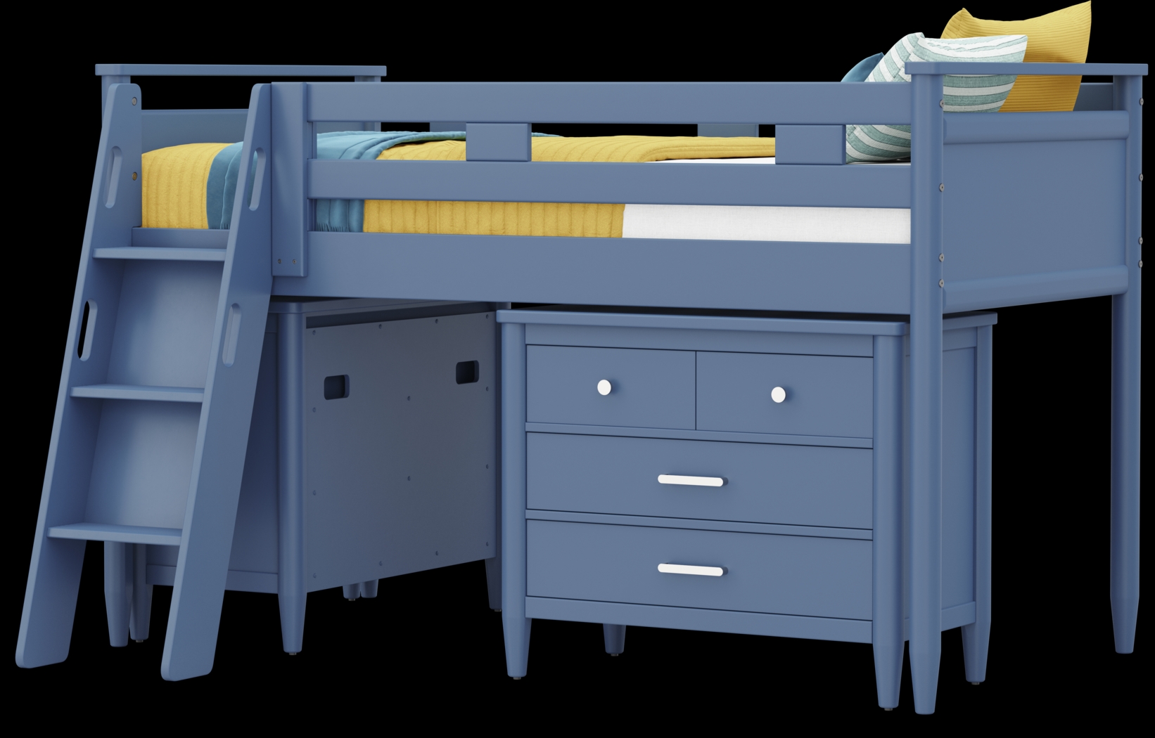 Kids Modern Colors Slate Blue Twin Loft with Loft Chests - Thumbnail - Image 4
